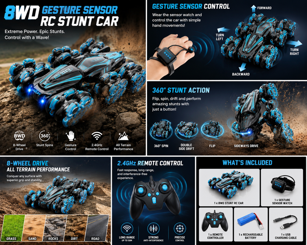 8WD GESTURE SENSOR RC STUNT CAR